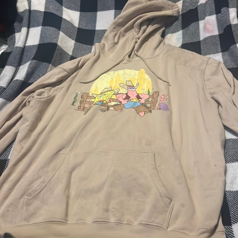 3xl beige western sponge bob hoodie.